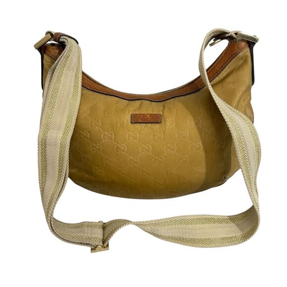 GUCCI Gold Yellow Authentic GG Crossbody Shoulder Bag Plush Soft Canvas Cloth w - Picture 2 of 13